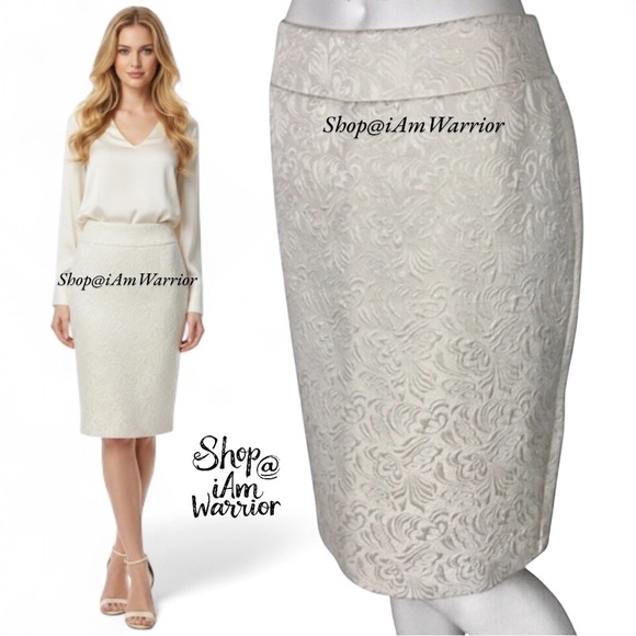 Cynthia Rowley cream floral textured pencil skirt *shop@iamwarrior